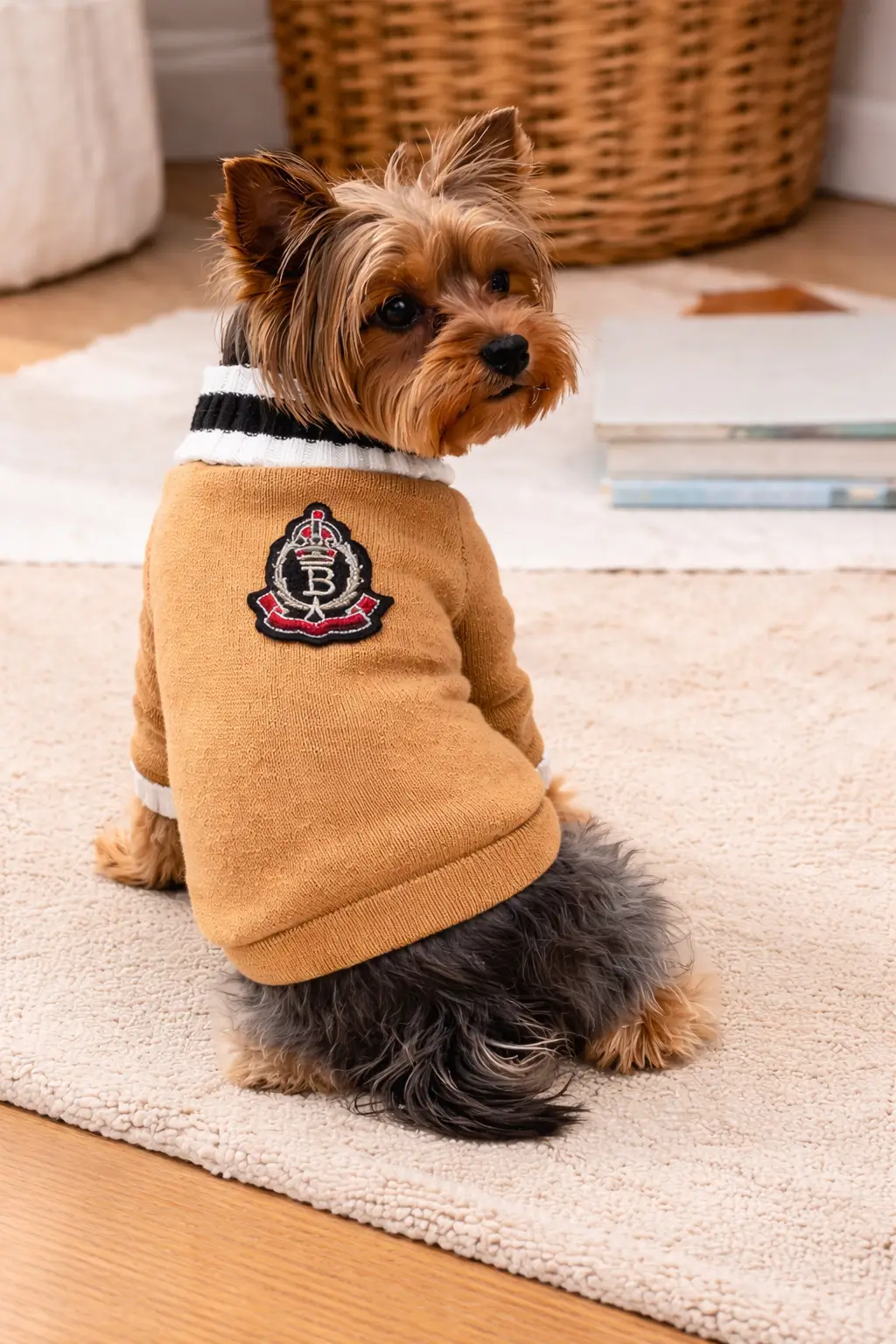 Плетен пуловер за Йорки – Класически стил жълт